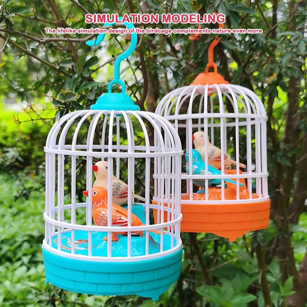 New Sound Control Electric Bird Cage Toy Realistic Voice Funny Parrot Cage Luminous Simulation Bird Cage Children