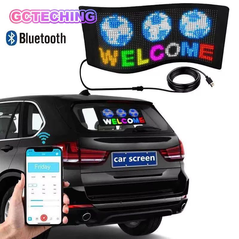 Segno di visualizzazione a LED per auto LED schermo morbido RGB pieghevole Bluetooth APP bacheca programmabile per luce pubblicitaria per lunotto posteriore dell'auto