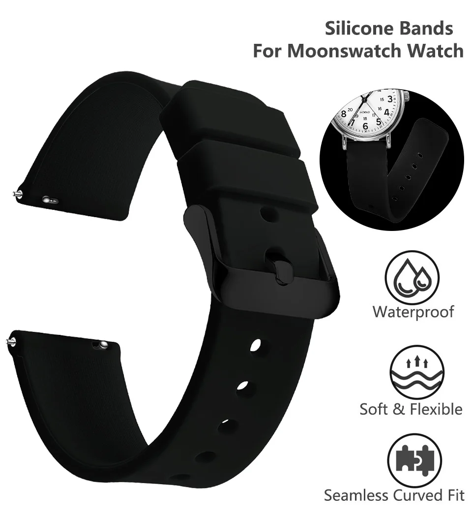 Fashion Watch Straps 14/16/18/19/20/21/22/24 mm Silicone Samsung Galaxy, Garmin Huawei Soft Rubber Watch Bands Multiple Colors