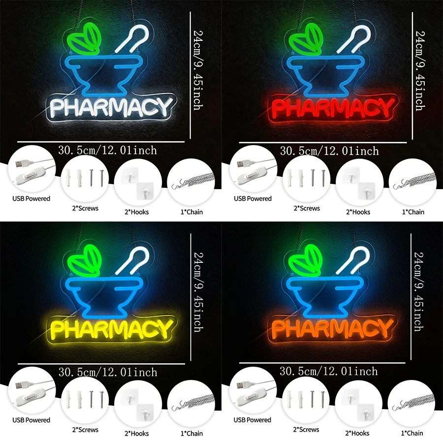 Pharmacy Led Neon Sign, Used For Super Bright Decor Of Pharmacy Business Wall, Neon Billboard Grand Opening Gift, Usb Powered.