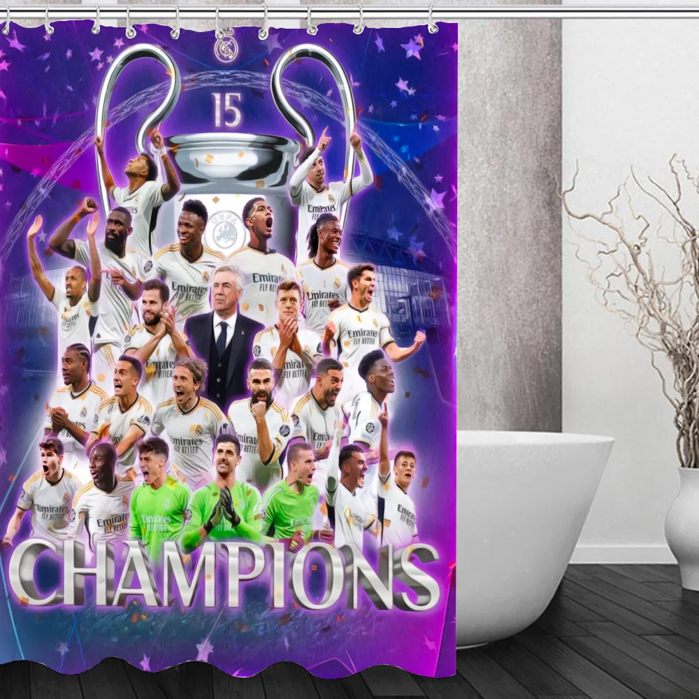 Waterproof Shower Curtain Bathroom Curtain C-champions League Real M-madrids Curtains Accessories Bath Fabric Set the Anti-mold