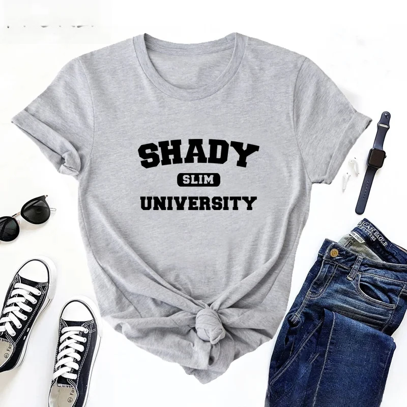 Shady Cheavyweight University T Shirt  men Summer Guess Who's Back Tshirt Slim Shady Eminem Rap T Hip Hop Short Sleeve tees