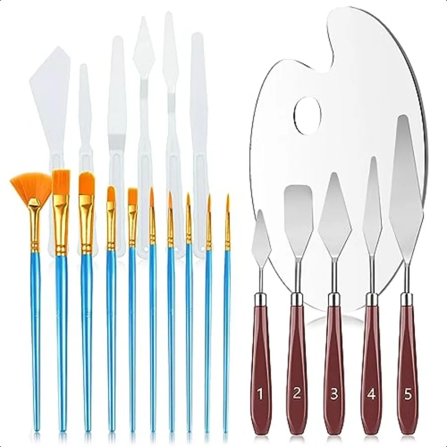 

Acrylic Paint Set Art Painting plies Kit with 10 Brushes 5 Stainl Steel Palette Knife 6 Plastic Spatula Palette Knives Paint Pa