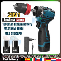 18V 2in1 Lithium Drill Electric Screwdriver Multi-function Power Tool 45Nm Torque Brushless Motor Practical Screw Driver