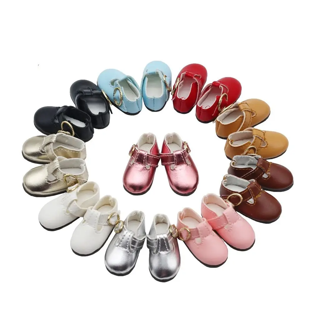 PU Leather 4.6cm Colorful Shiny Sneakers Shoes Doll Lightweight Doll PU Leather Shoes 1 Pair Cute Leather Boots Clay Dolls