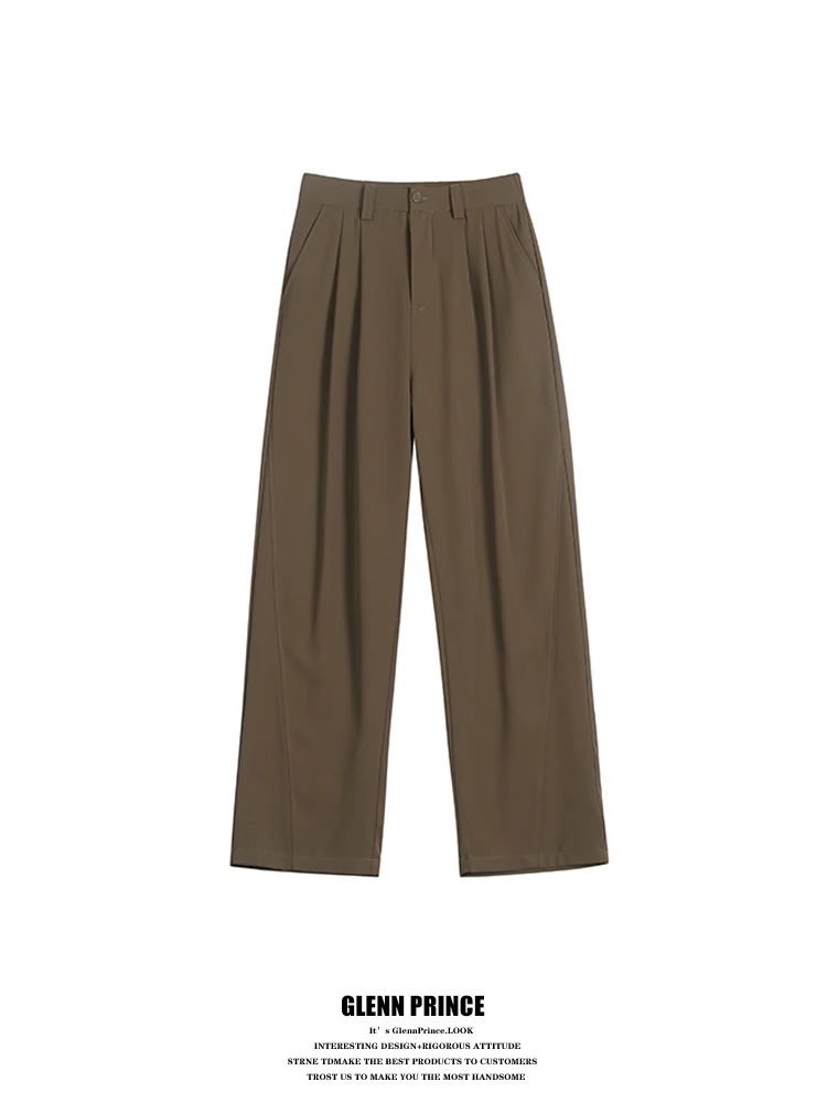 

GPstudio Men's Vintage High-End Color Drapey Floor-Length Casual Pants Loose Fit Versatile Long Trousers