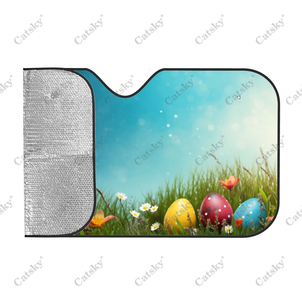 Happy Easter Car Windshield Sunshade, Front Auto Car Windshield Sun Shade Blocks Uv Rays Sun Visor Protector