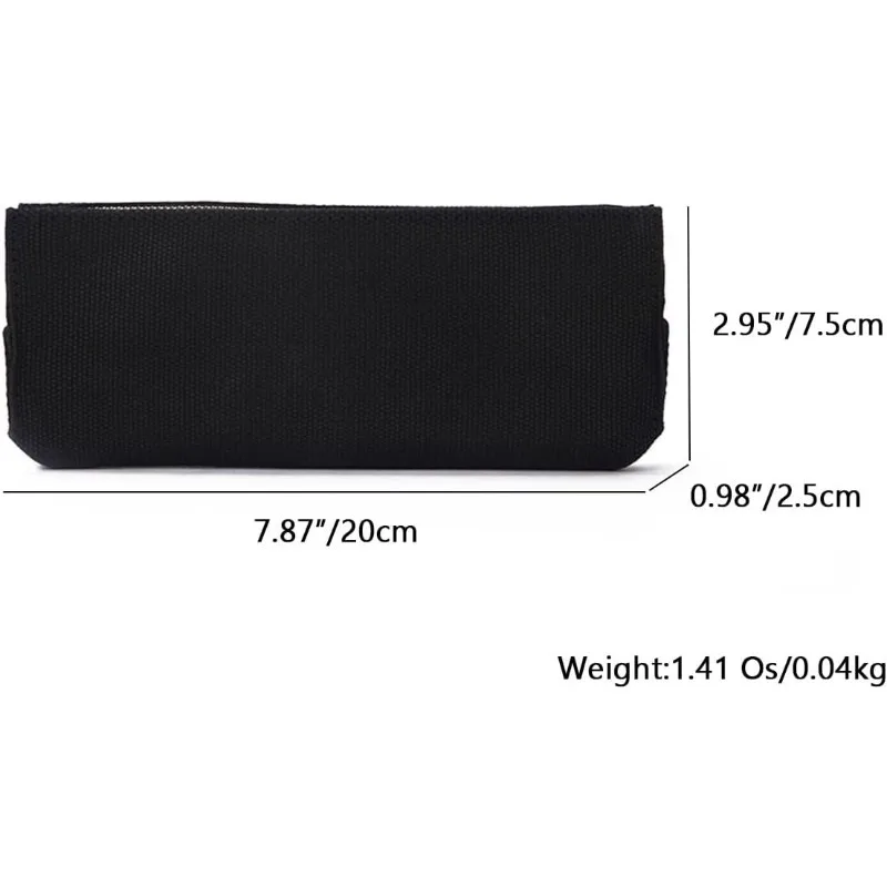 Canvas Pencil Case Lightweight and Durable Ideal Canvas Pencil Pouch (Black)