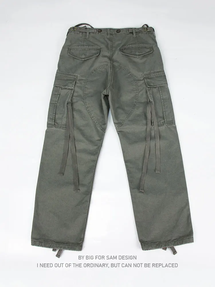 

Heavy old washing water American retro casual straight loose multi-bag M65 overalls