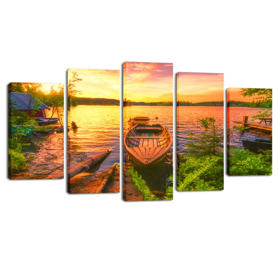 

Lake, boat, sunset scenery Religious Buddha Lotus Diamond Painting Large Size Diy Full Mosaic Embroidery Buddhist Icon Living Ro