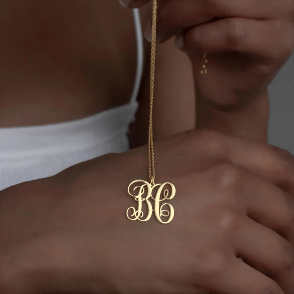 Custom Monogram Name Necklace For Women Gold Color Stainless Steel Letter initial Charm Necklace Birthday Christmas Jewelry Gift