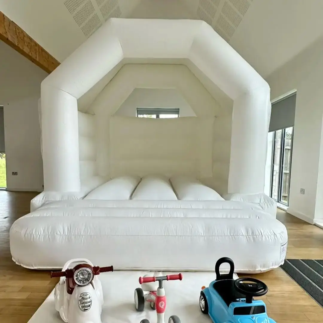 

PVC white Outdoor mini Inflatable Bounce House Castle with Blower for Kids 1-6 Years Birthday Wedding Party