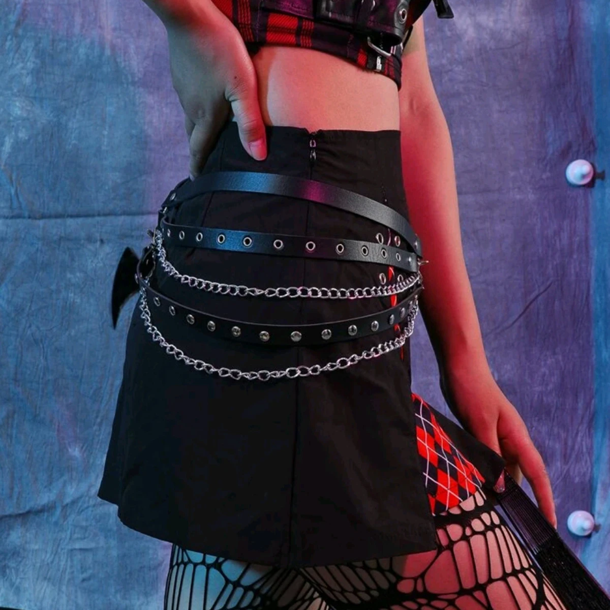 Punk Goth Tassel Corset Belt Black Female Waist Chain Belts For Women High Quality Adjustable Waistband Rivet Inlay Cummerbunds