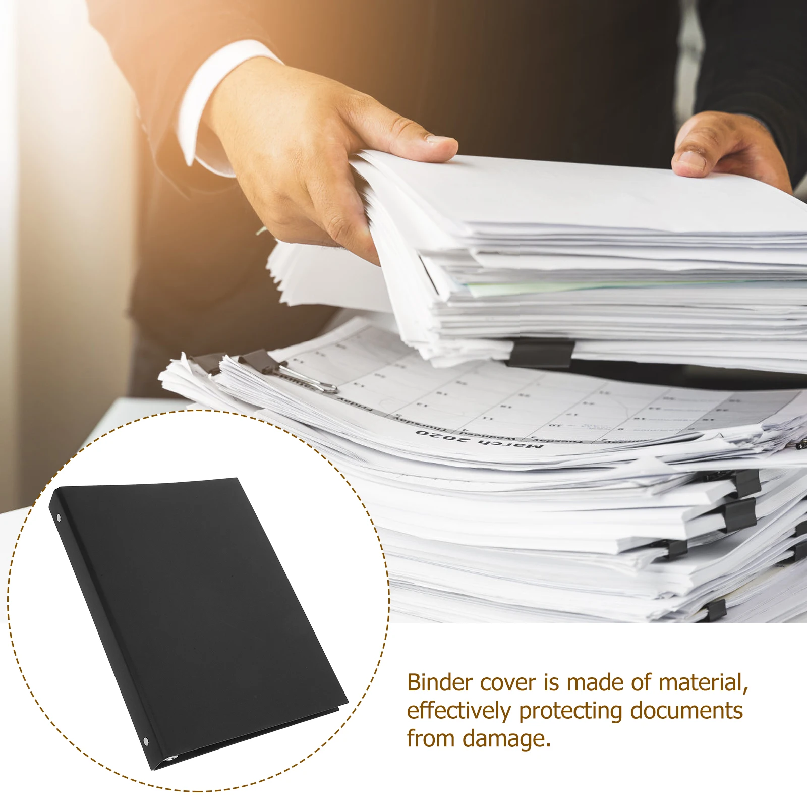 1pc A4 4-Ring Kraft Paper Binder Cover For Loose Leaf Notebook Planner Journal Folder School Office Organizer File Holder