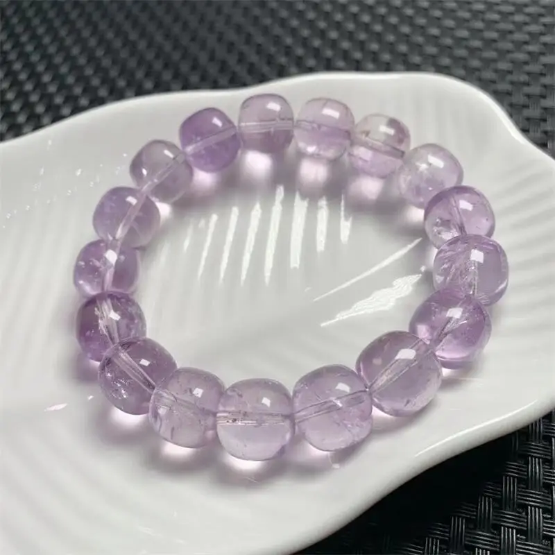 12.6MM Natural Lavender Amethyst Bracelet Women Men Handmade Stretch Rope Luxury Jewelry Energy Healing Gift 1PCS