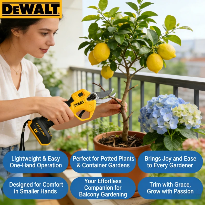 Dewalt Brushless Electric Pruning Shears, Gardening Tool Compatible with 20V Lithium Battery, Suitable for Fruit Tree Pruning