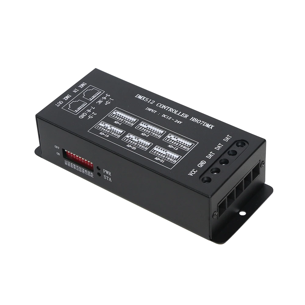 Imagem -03 - Controlador H807dmx Dmx512 1024 Pixels Rgb 14 Canais Controlador Dmx para Dmx Ws2812 Luz de Palco Dmx para Decodificador Spi