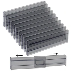 4/6/8/10Pcs Transparent Black Drawer Divider, Plastic Transparent Black Adjustable Drawer Divider