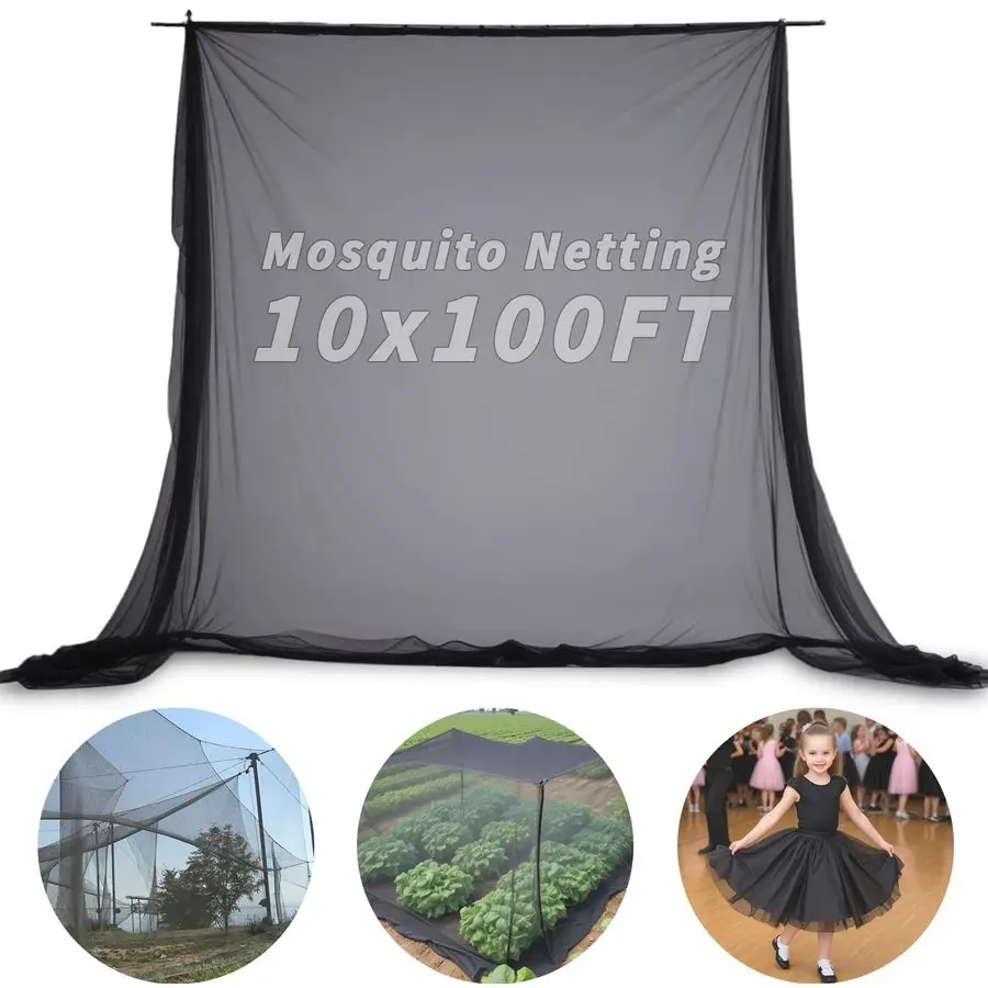 

Mosquito Netting 10x100Ft DIY Garden Mesh Netting, Bug Insect Cover Fly Bird Net, Animals Barrier Plant Vegetables Protection Co