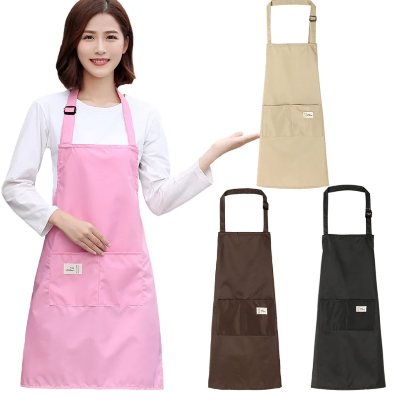 Adjustable Women Kitchen Apron For Cooking Baking Barista Apron Pink Waitressing Aprons  Thicken Restaurant Apron