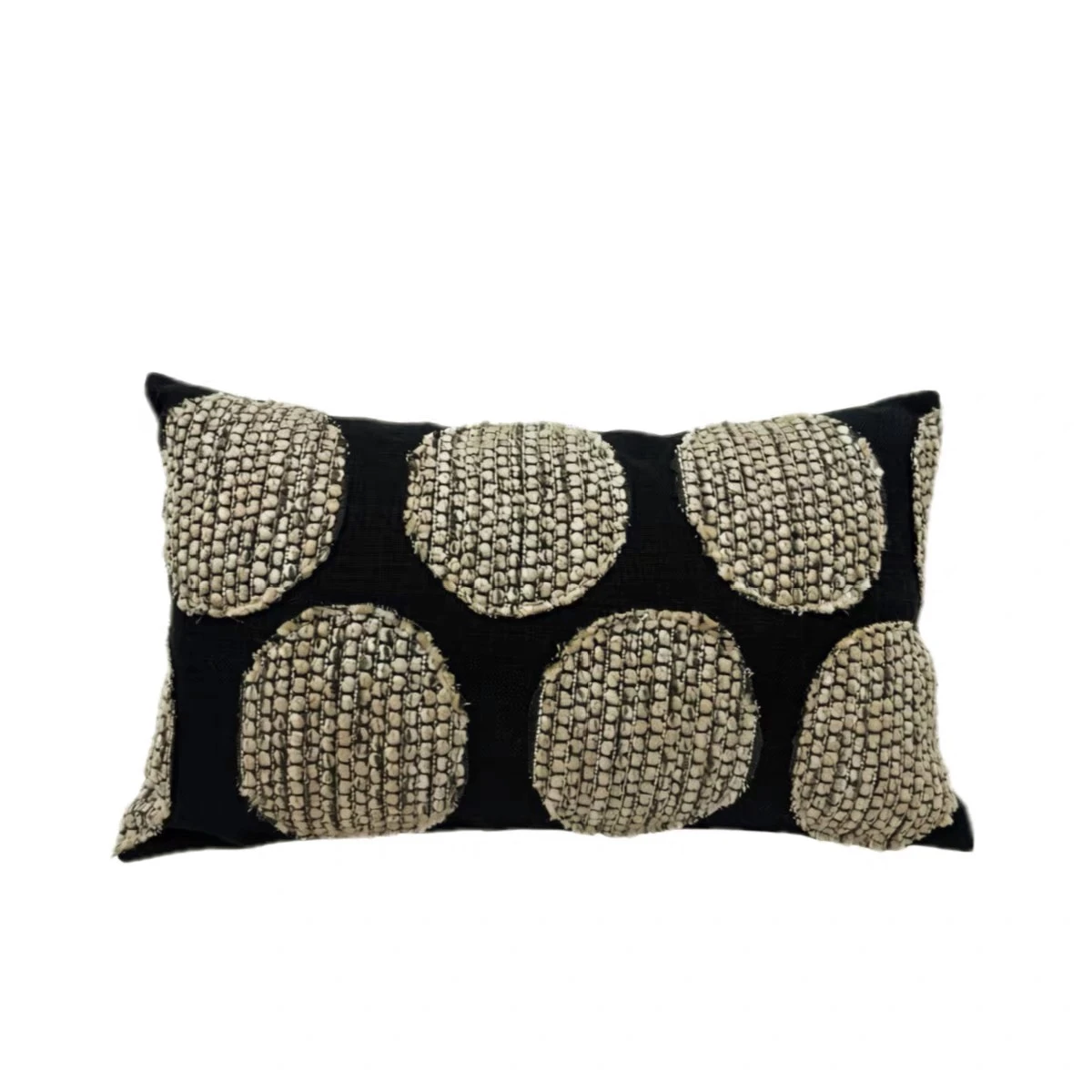 Wabi-Sabi Black Throw Pillow Case Applique Patchwork Sofa Villas Homestays Exhibition Decoration Square Cushion Cover 1 Piece