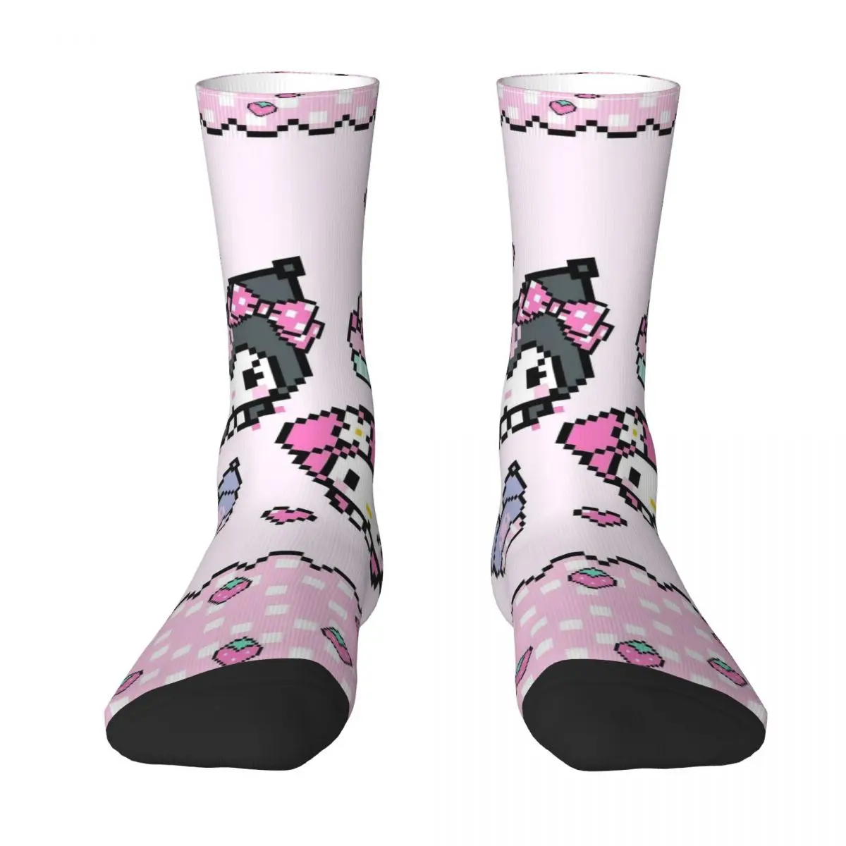 

Funny Kuromi & My Melody Sanrio Kawaii Skateboard Socks Polyester Middle Tube Socks for Women Men