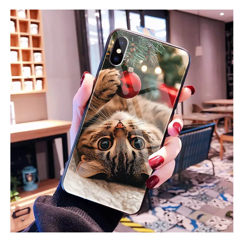 

Glass phone case For iPhone 17 Pro Max Air 17 16 15 14 13 Pro Max 15 16 Pro 15Plus Christmas Ball Tree