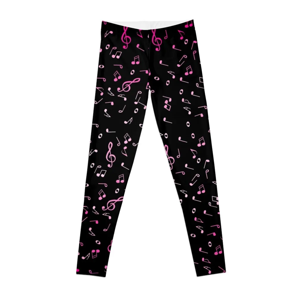 Pink Gradient Music Notes Leggings Women's high waist harem pants for physical Womens Leggings