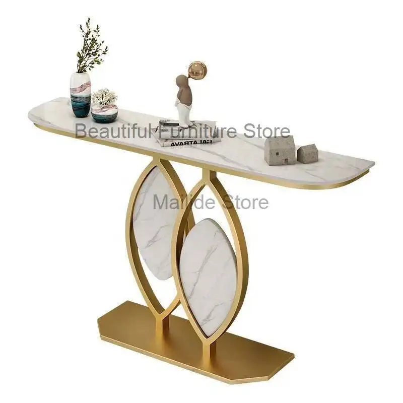 Entrance Italian Slate Home Console Tables Console Table Light Luxury Creative Semicircle Art Porch Table Living Room Furniture