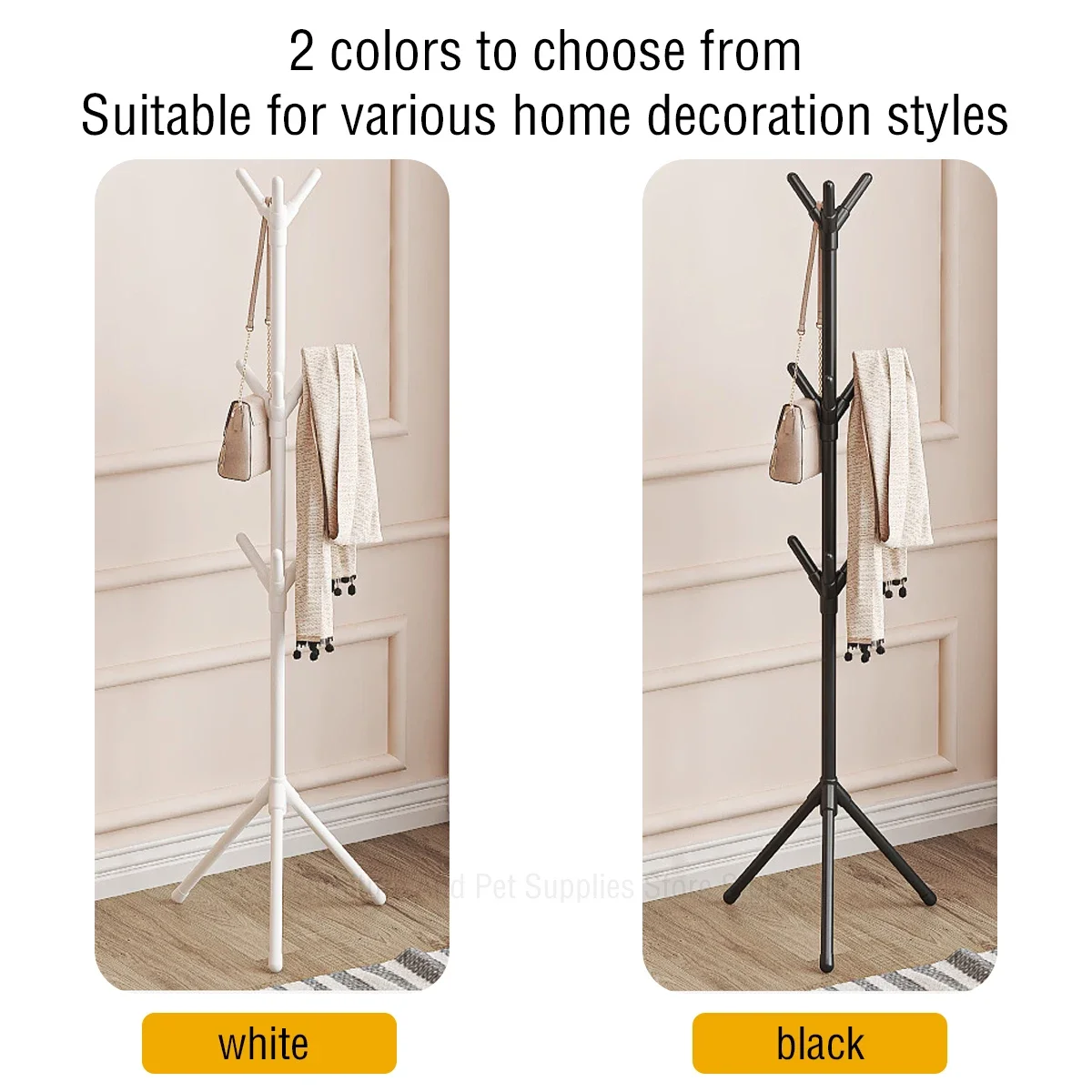 Simple assembly floor standing coat rack, office iron coat rack, bedroom vertical coat rack, tree branch shaped storage hanging