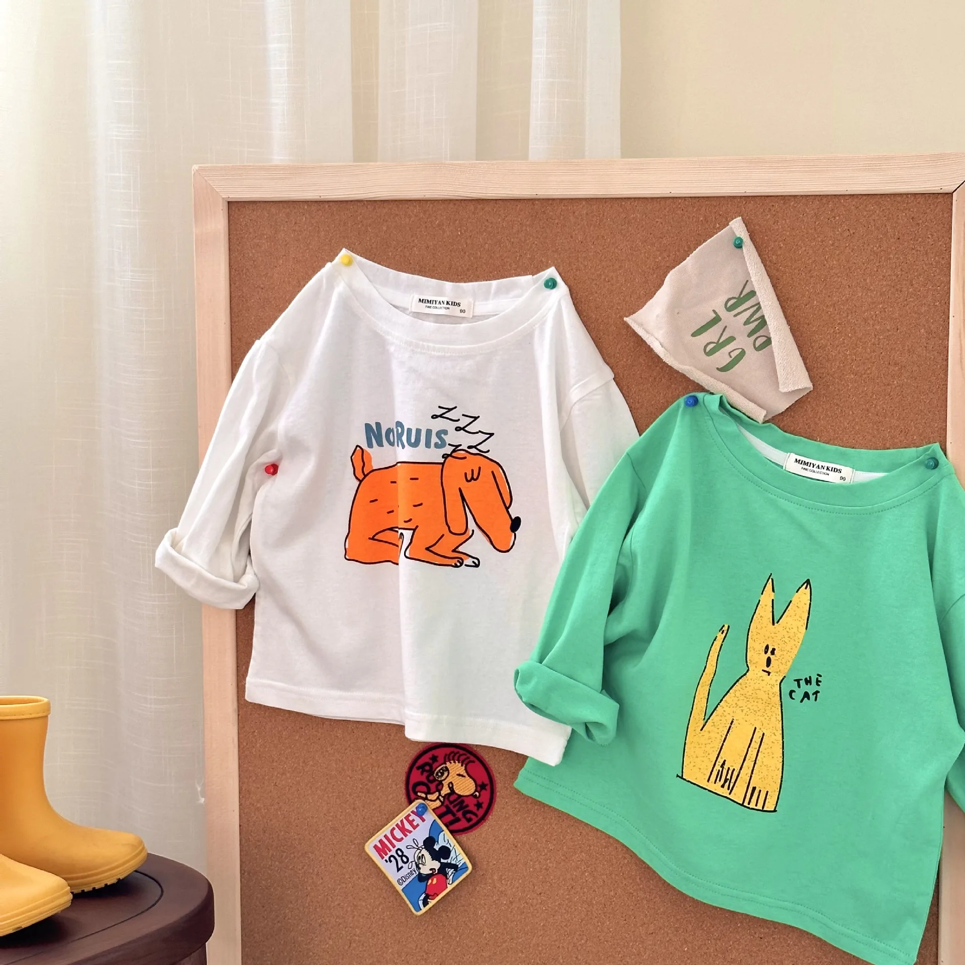 Camisas de manga larga para niños y niñas, camisetas de dibujos animados, trajes para bebés, prendas de vestir exteriores para niños pequeños,