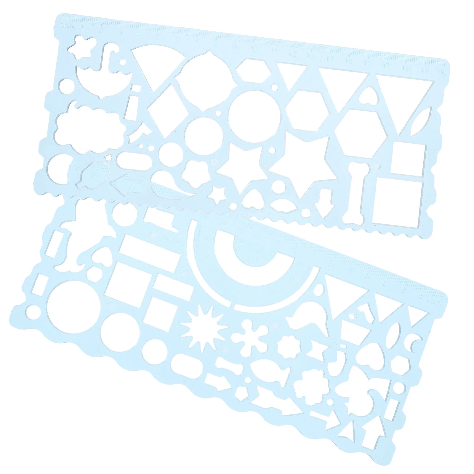

2Pcs Drawing Stencils Ruler for Students Artists Multi-Functional Geometry Drafting Template Plastic Stationery