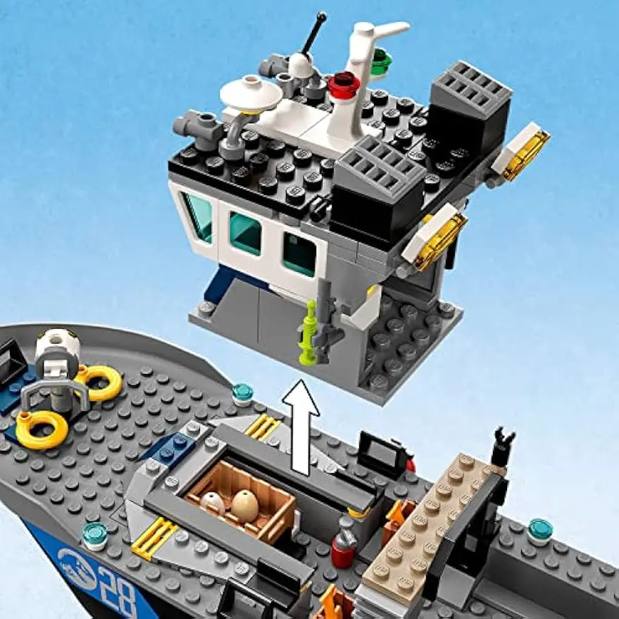 Jurassical World Baryonyx Dinosaur Boat Escape Building Blocks Kit Lifeboat Model Moc Bricks Toys For Boys Christmas Gifts