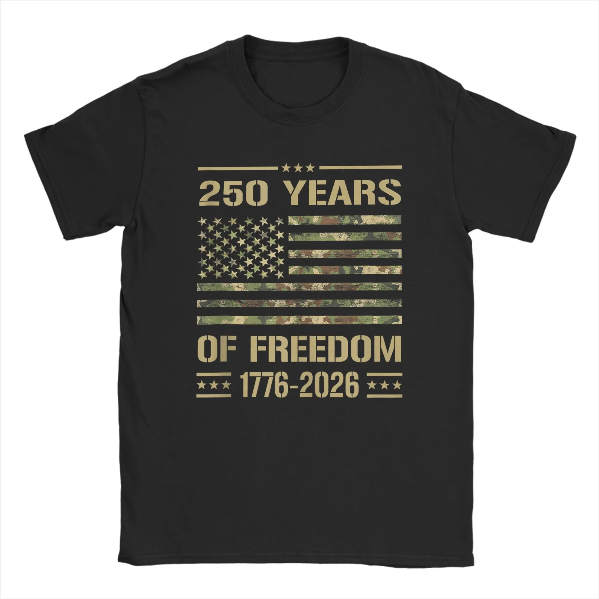 

250 Years of Freedom American Anniversary US July 4th 2026 Cotton T-Shirt Men Summer T Shirts Crew Neck Tees Oversize Clothes
