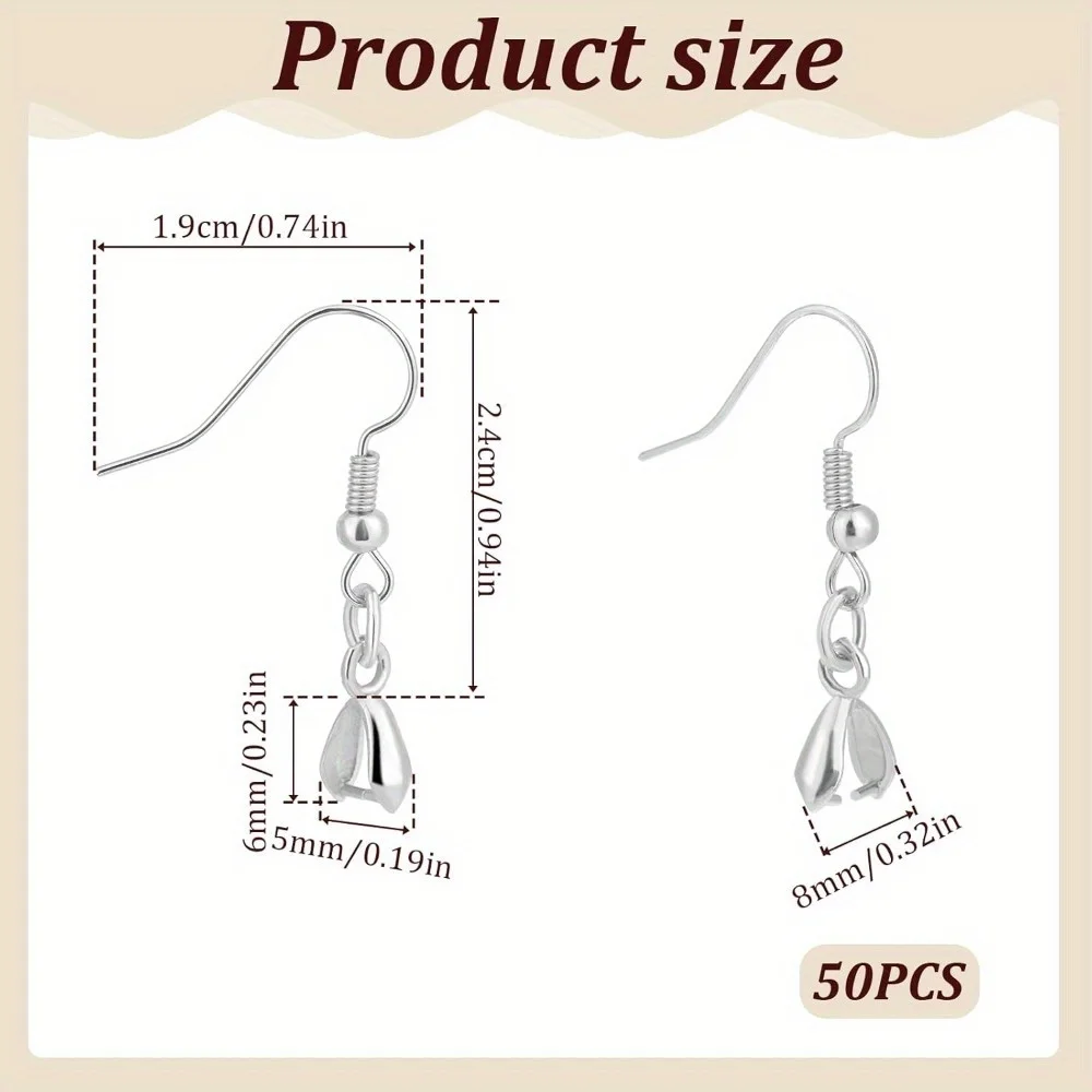 20/50Pcs Earring Hooks French Wire Ear Ball Hooks with Pendant Clasp for Jewelry Earring Making Crafts DIY