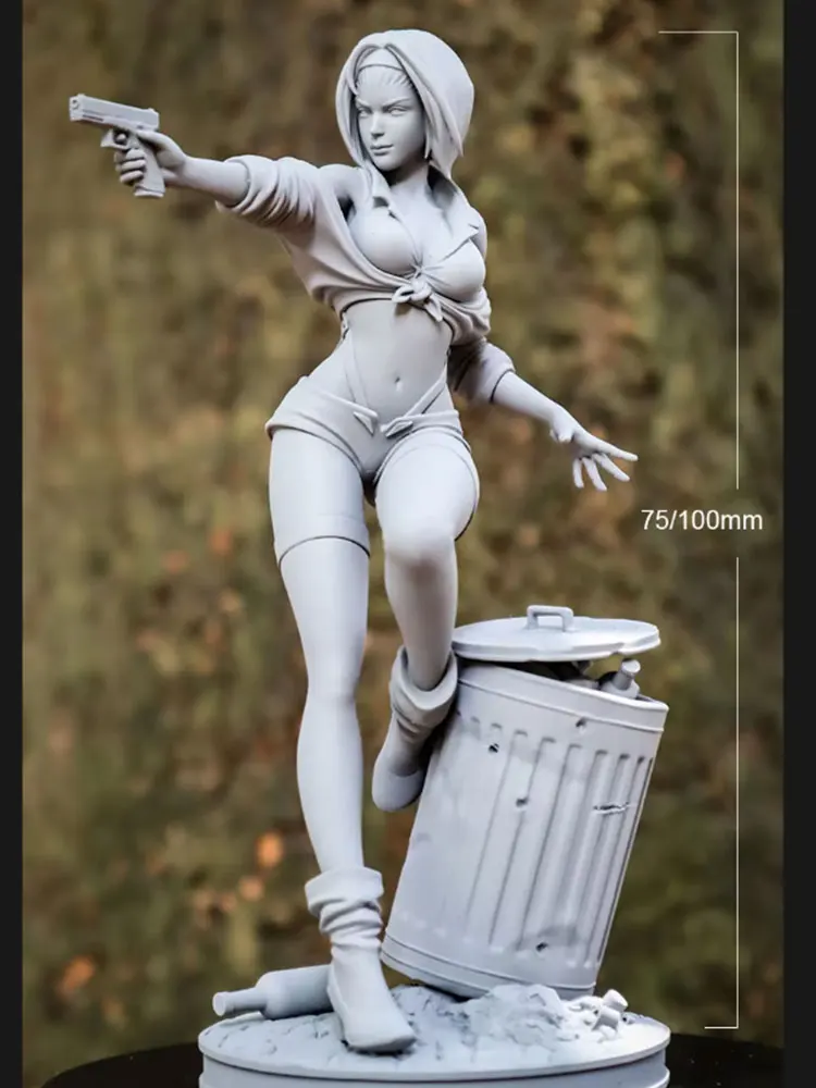 1/24 1/18  Resin Model Lovely Gril Soldier Figurine Unpainted No Color RW-341