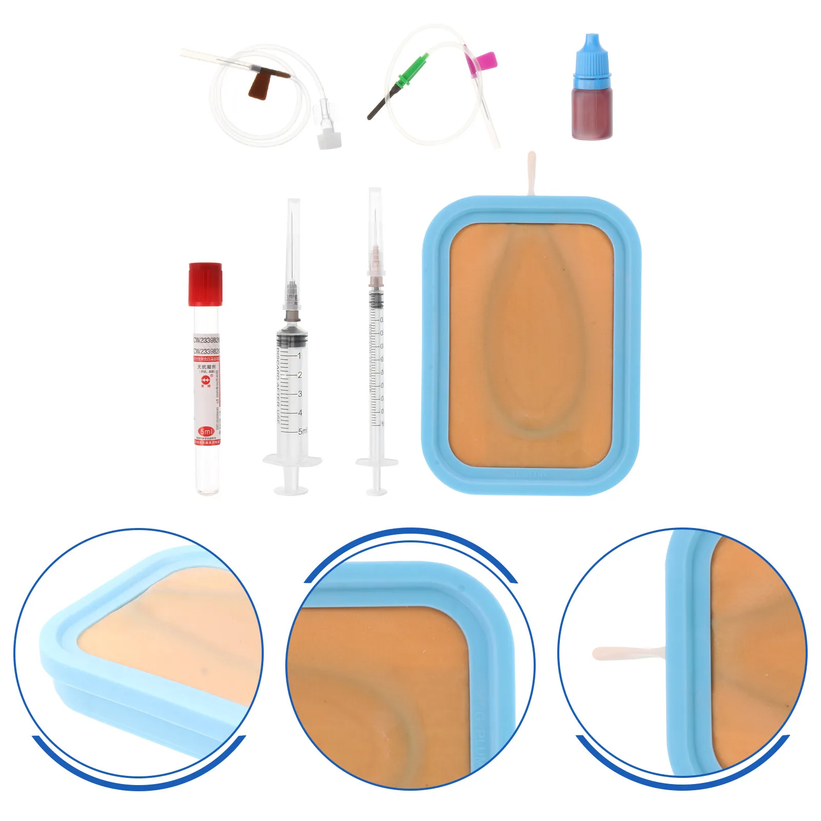 

Silicone Venipuncture Iv Injection Training Pad Realistic Blood Vessel with Blood Return Function for Nursing Students Home