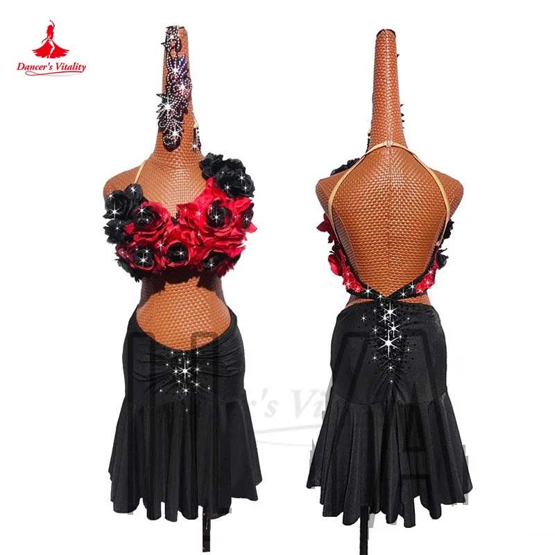 Latin Dance Performance Kostuum Customsized Vrouwen Kinderen Rumba Chacha Tango Competiton Kleding Latin Dansjurken Voor Meisje