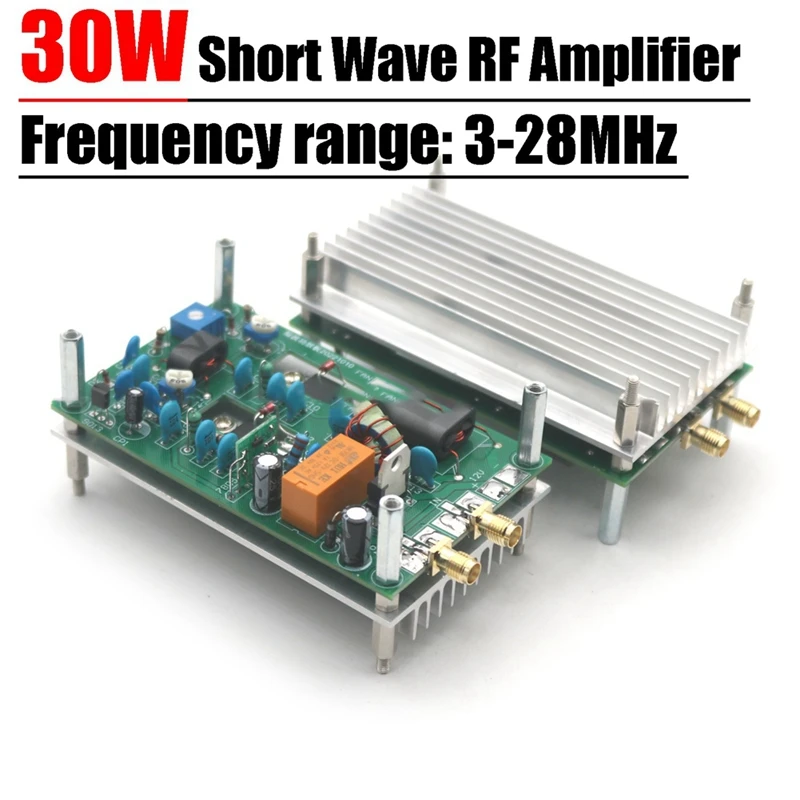 Gorąca 30W płyta wzmacniacza krótkofalowa 3-28Mhz CW SSB liniowy RF wzmacniacz mocy HF stacja o krótkiej fali szynka radiowa 7M 13.56M RFID