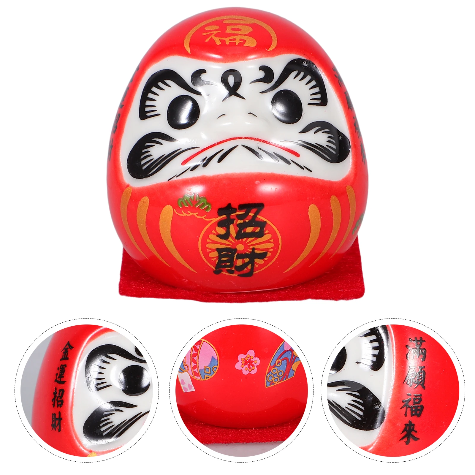 

Mini Tumbler Dharma Eggs Ceramic Daruma Miniature Japanese Daruma Statue Car Interior Ornament Statue Wealth Fortune Figurine