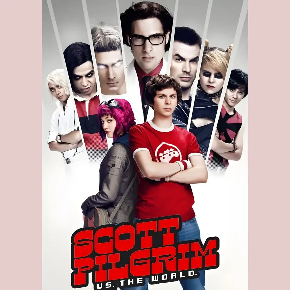 Vintage Movie Scott Pilgrim VS The World Poster Waterproof Peel And Stick Frameless HD  Matte PP Bedroom Living Room Wall Decor