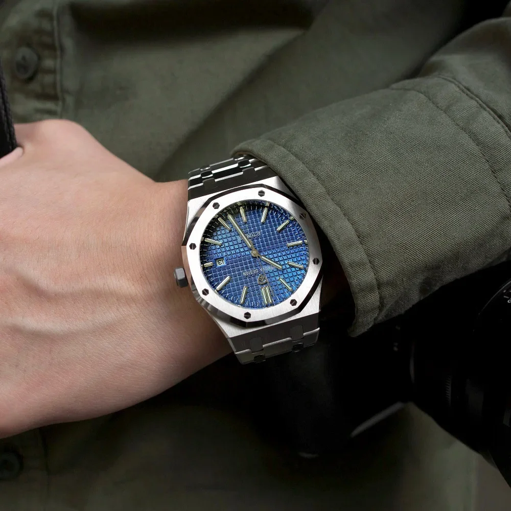 Роскошные брендовые японские кварцевые часы 2025, мужские военные часы из нержавеющей стали, повседневные модные деловые часы, мужские наручные часы
