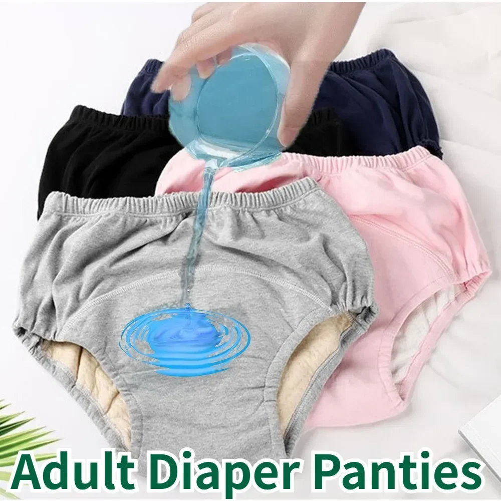 Adult Diaper Panties Underwear Men Women Plus Large Size Cotton Leak Urine Elderly Incontinence Care Washable Briefs Plus Size