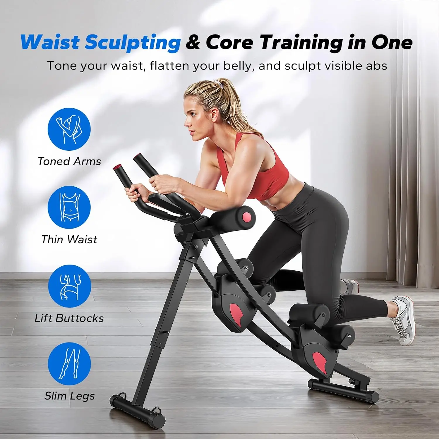 Adjustable Ab Trainer Machine for Home Gym Exercise, Foldable Dual Track Mountain Climber with 440LBS Load Capacity, Customized