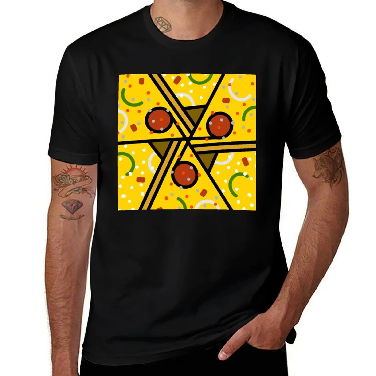 

Pizza Pop - Abstract Geometric Pizza Slice Pattern T-Shirt vintage affliction shirts anime figures oversized t shirt men