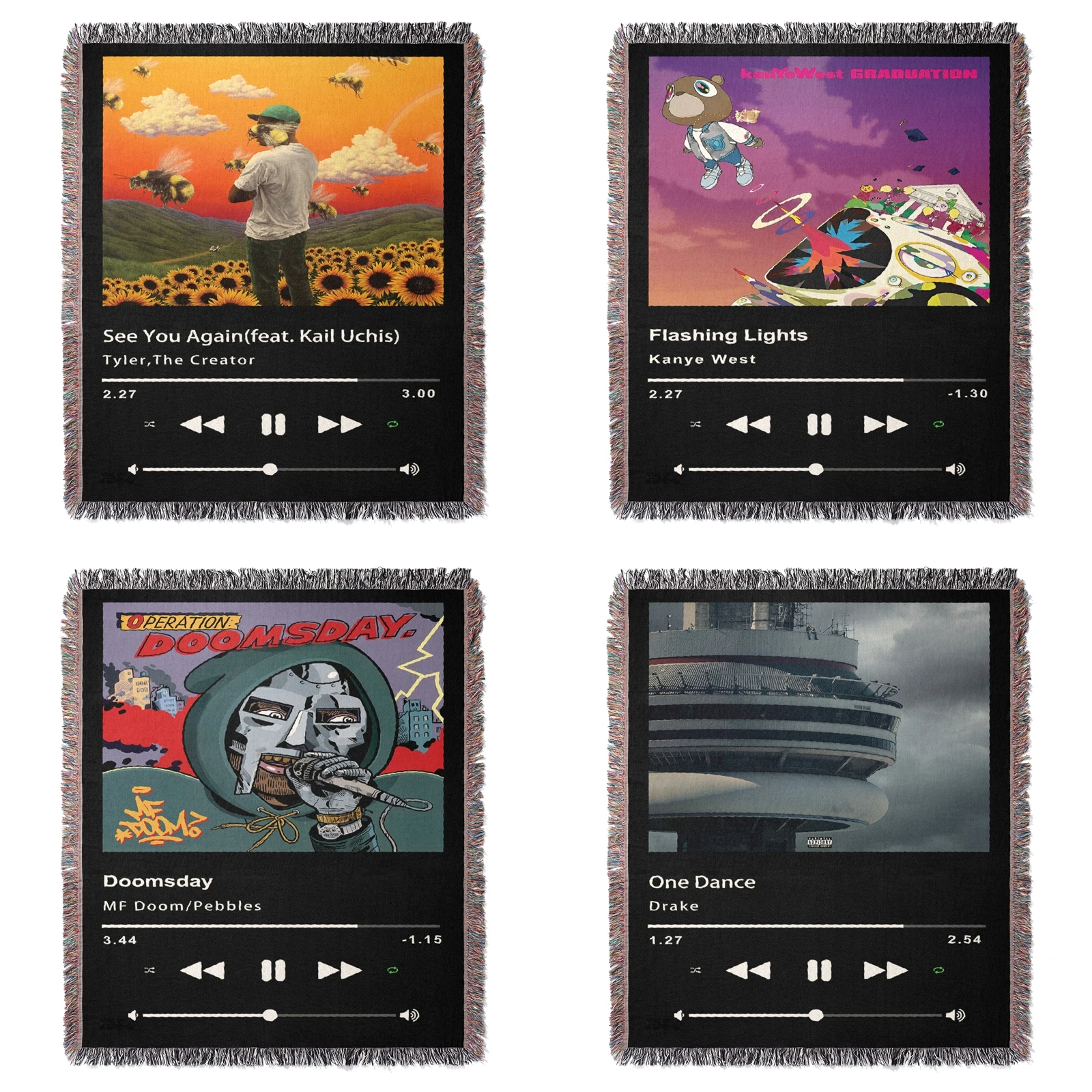 Music Player Woven Blanket Tapestry Hip Hop Rap Rock Band Wall Art Decor Gaming Room Bedroom Home Decor for Music Lovers