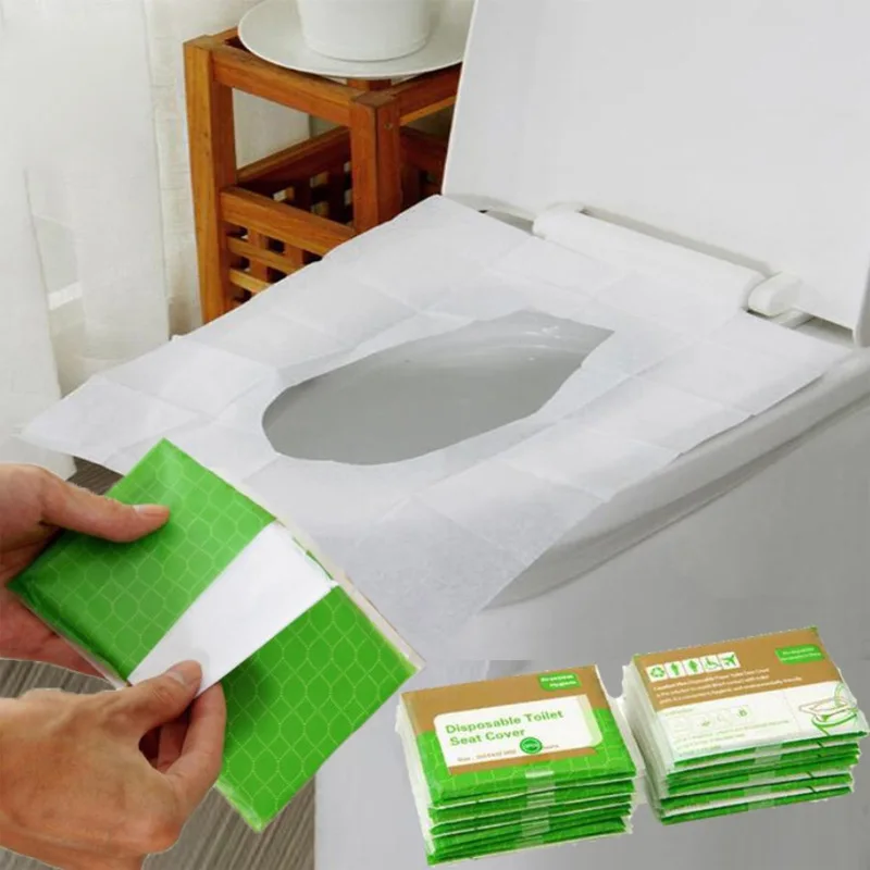 Disposable Toilet Seat Cover Paper Waterproof Soluble Water Type Travel Camping Hotel Portable WC Pads Bathroom Accessories