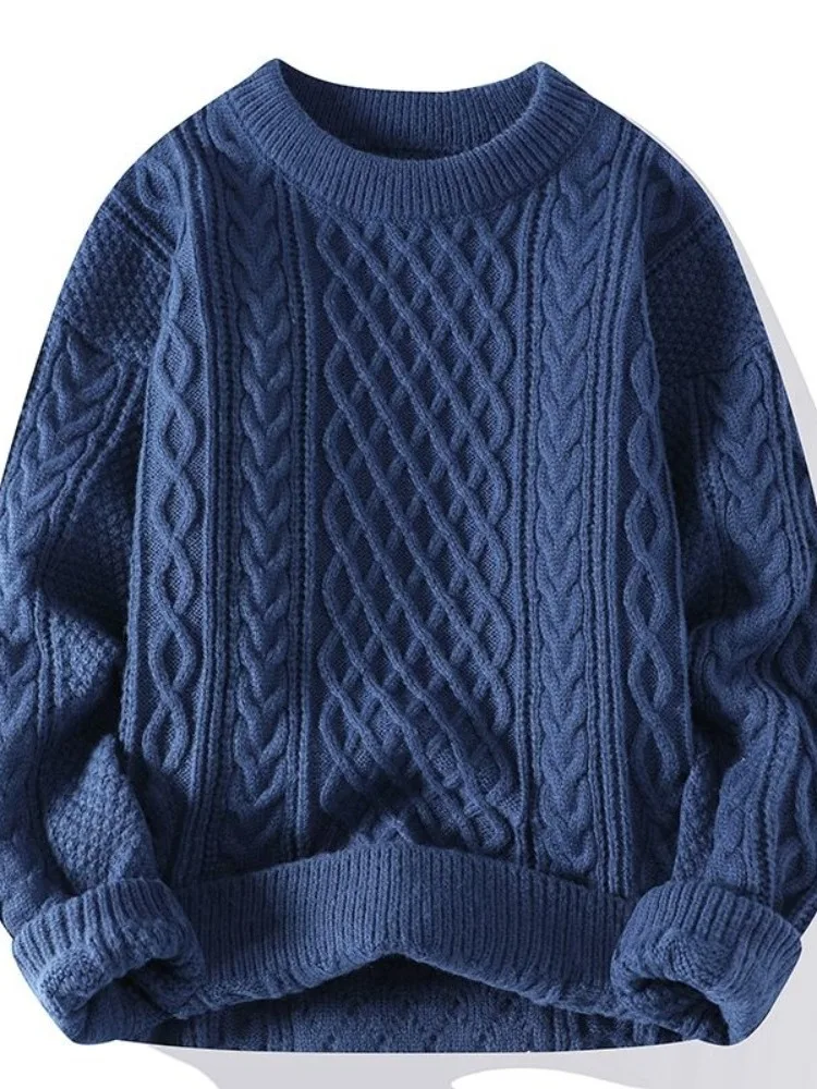 

Red Knitted Sweater Men's Comfortable Loose Sle Winter Faion Couple's Cable Knit Coat Thiened Long Sve f High Collar