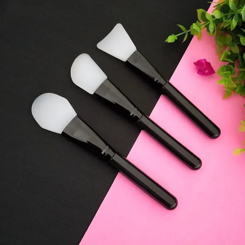 1/3pcs Silicone Mask Brush, Makeup Beauty Brush Handle Diy Soft Head Mask Stick Adjustment Stick Soft Facial Mask Face Care Tool