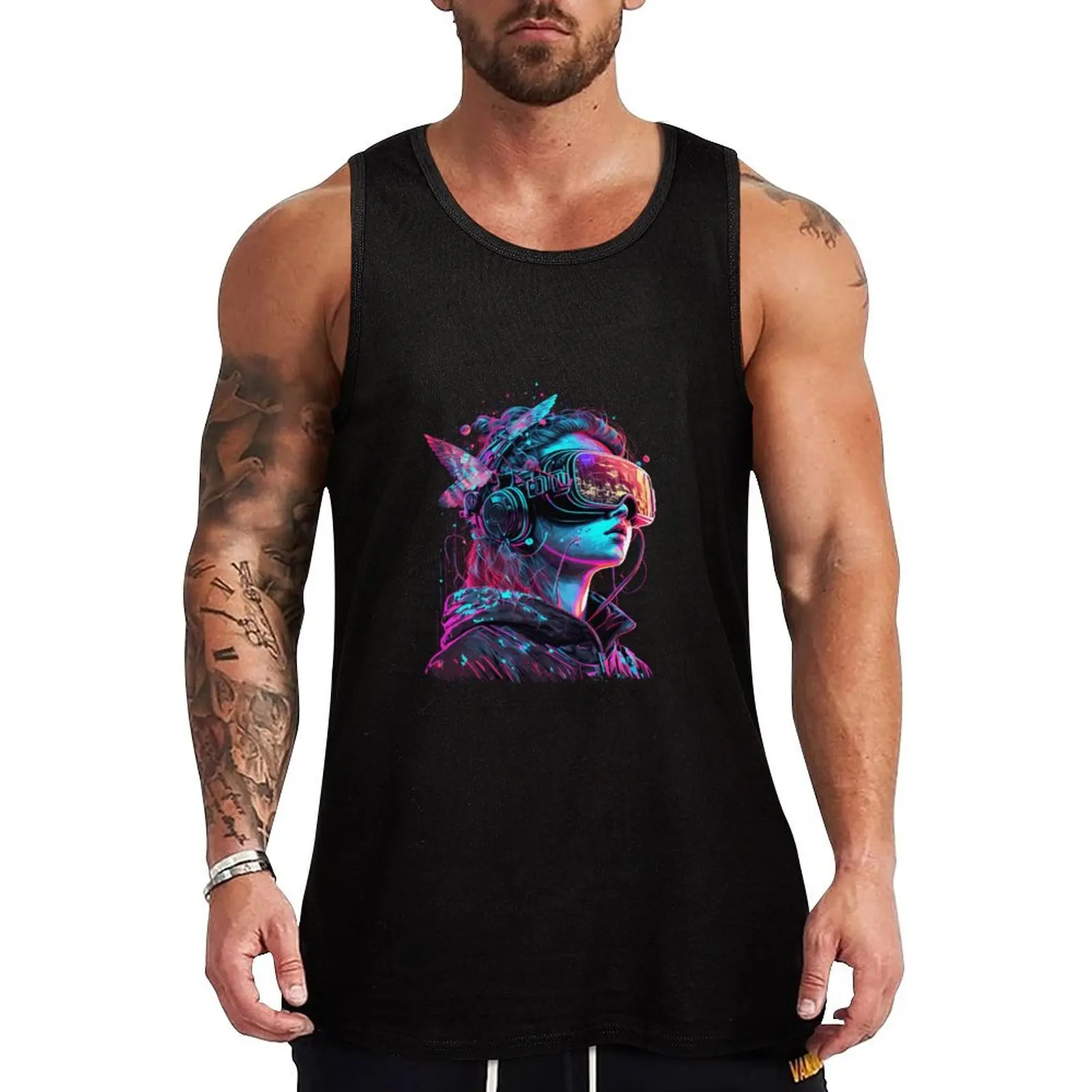 Cyberpunk VR Girl Tank Top Everyday Casual Tank Top Lightweight Loose Shirt